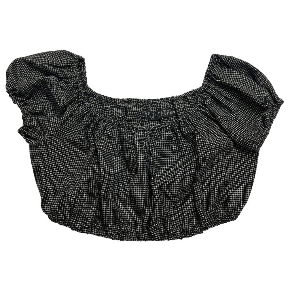 Christy Dawn Puff Sleeve Crop Top in Black White